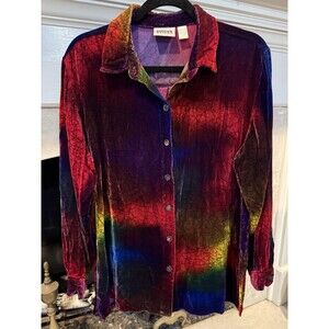 Chico’s Velvet Silk Boho Artsy Top Size Large